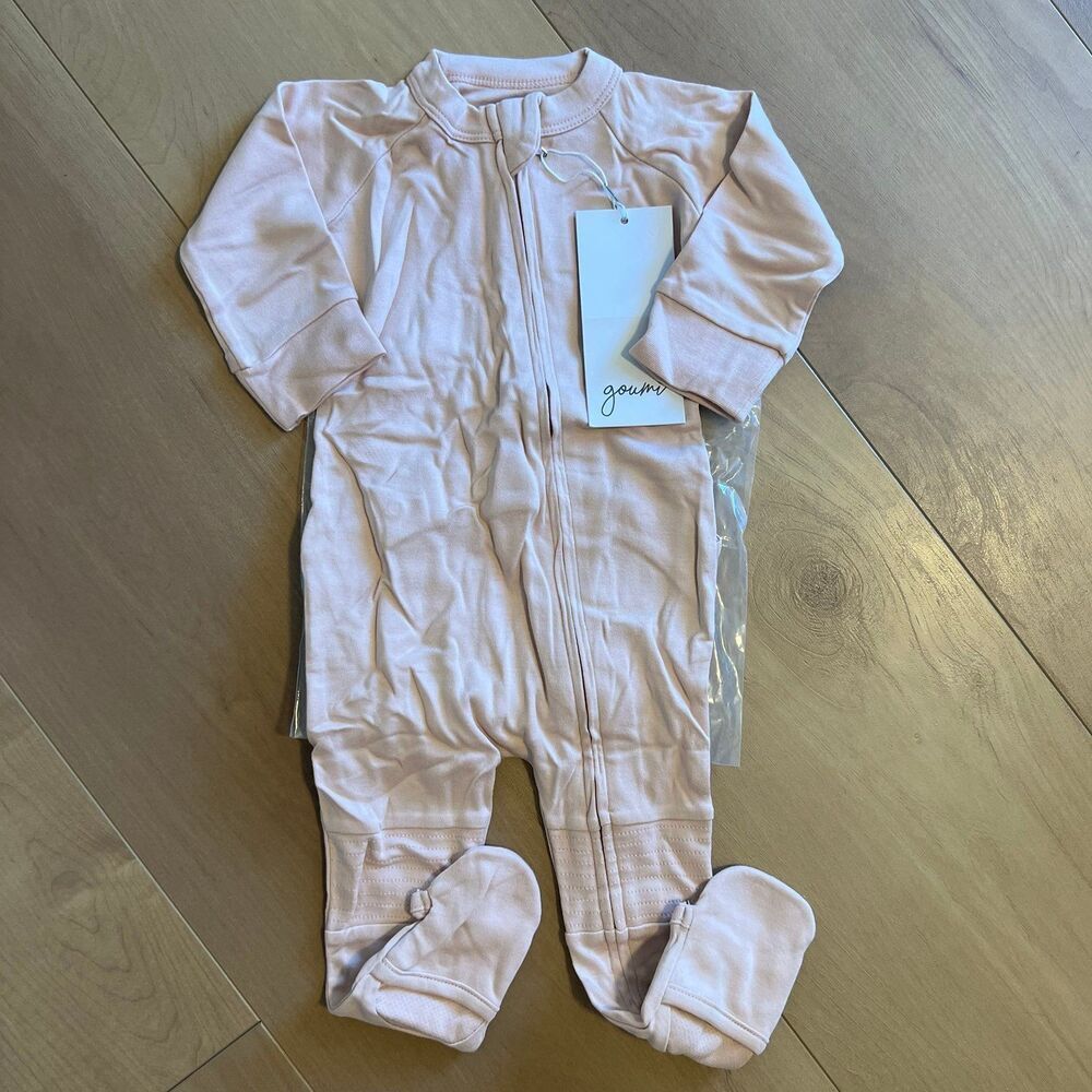 NWT Goumi Kids Rose Baby Footie SZ 6-12 mo Pink Bamboo Zippy Sleeper Girls